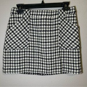 J. Crew Black & White Wool Houndstooth Tweed Mini Skirt Women’s Size XS 2